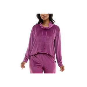 Roudelain Women's Long-Sleeve Velour Pajama Top Purple Size L 1145 (Just Top)